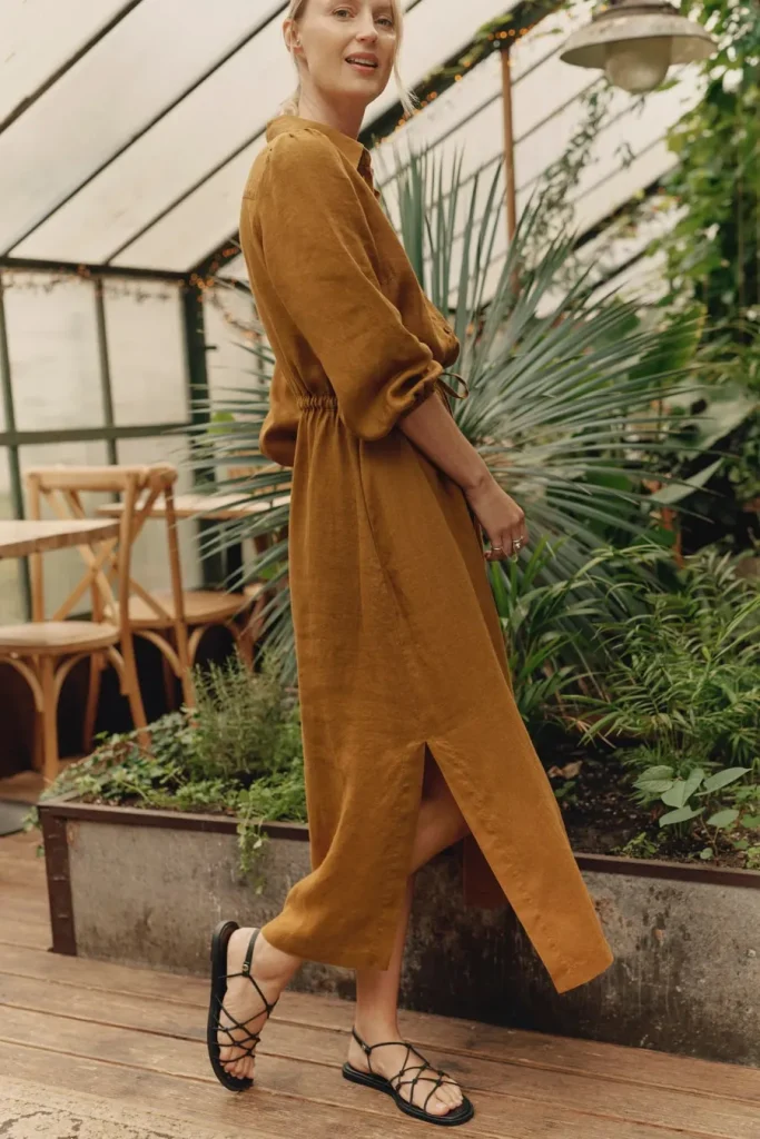 Linen Rhapsody Dress in Bronze